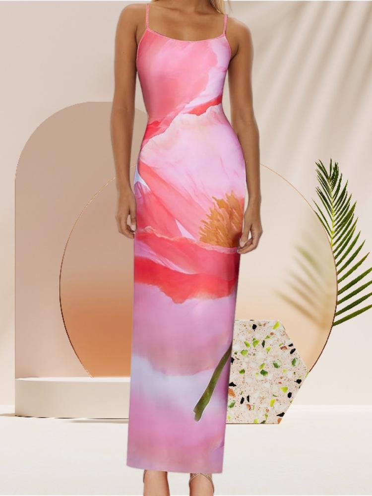 Sexy bedrucktes Spaghettiträgerkleid im europäischen und amerikanischen Stil - Heißer Verkauf im Frühling/Sommer