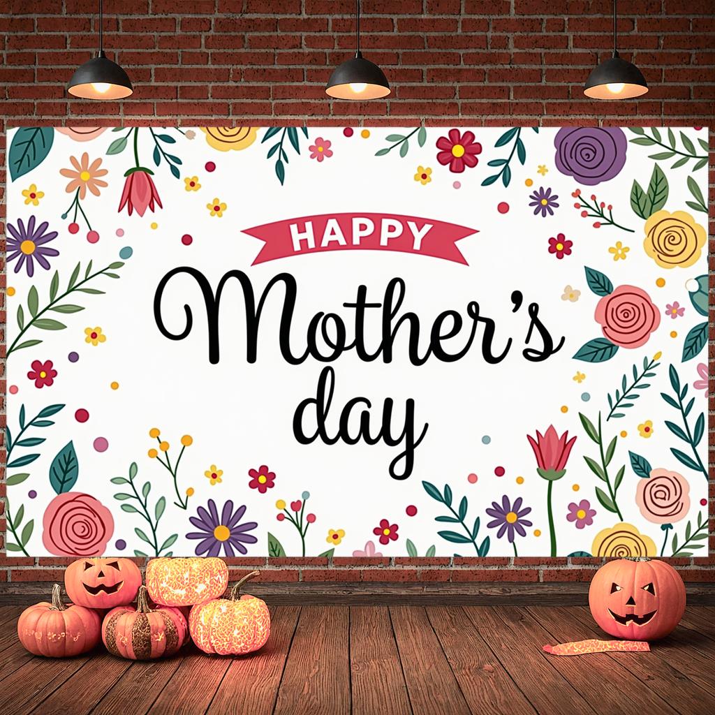 Grateful Mom Background Colorful Flowers Happy Mother's Day Banner Mother's Day Display Warm Tone Mother's Day Backdrop For Gift