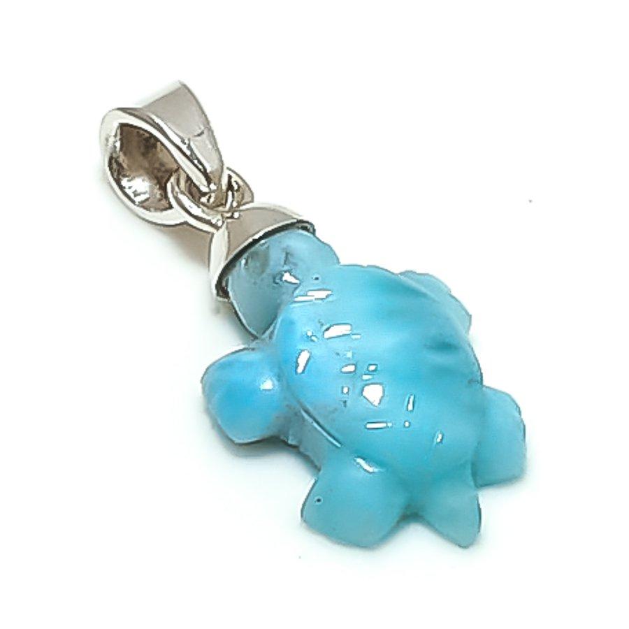 

Natural Larimar Gemstone Handmade 925 Sterling Silver Jewelry Pendant 1.14 p2S45