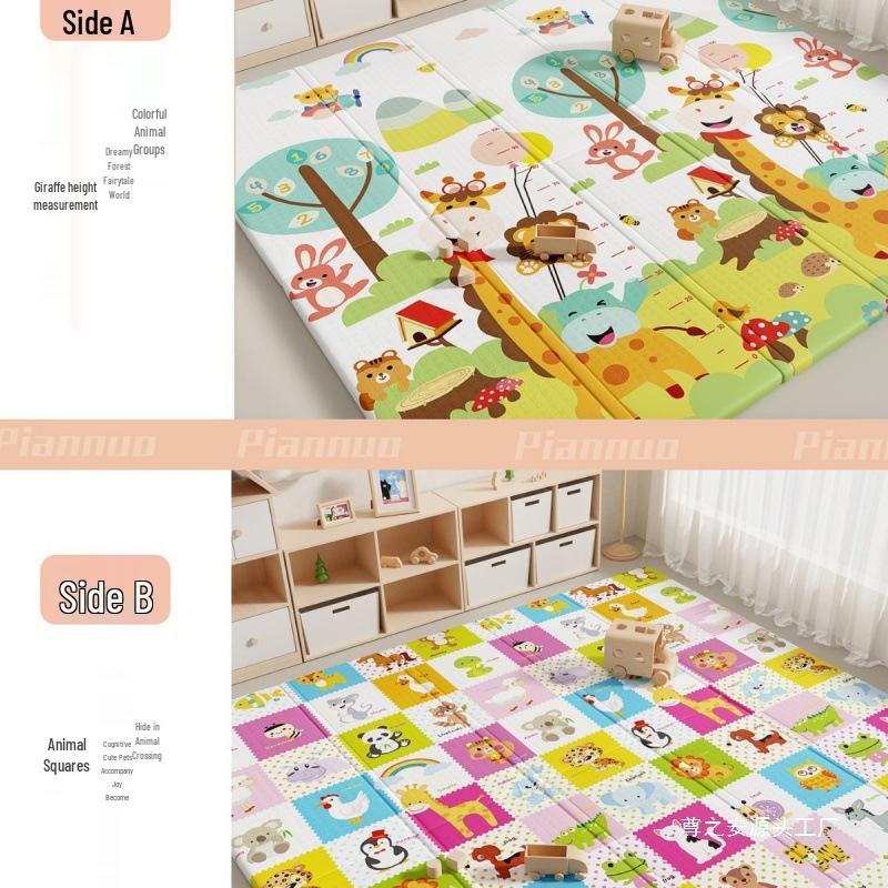 Foldable, Odorless Foam Baby Crawling Mat - Thick, Interlocking Design for Infant Play In Living Room (Girls)