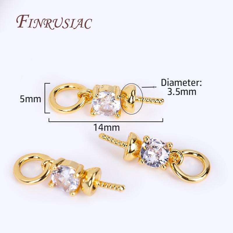 

18K Real Gold Plated Zircon-Set Pearl Pendant Mounting For Necklace Making,3mm Cup Peg Drop Pendant Connectors DIY Accessories 2 Pieces