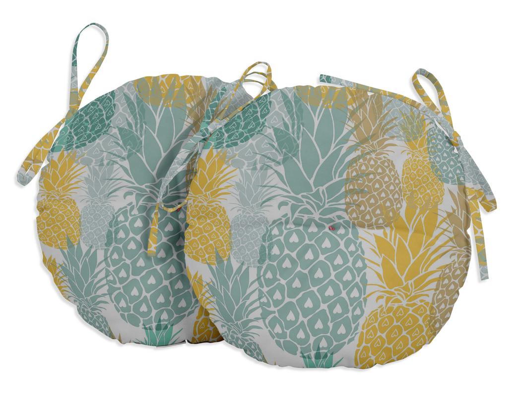 Vargottam Indoor Outdoor Round Bistro Chair Cushions Block Print 15-Inch Bistro Chair Pads Waterproof Seat Chair Cushion For Home
