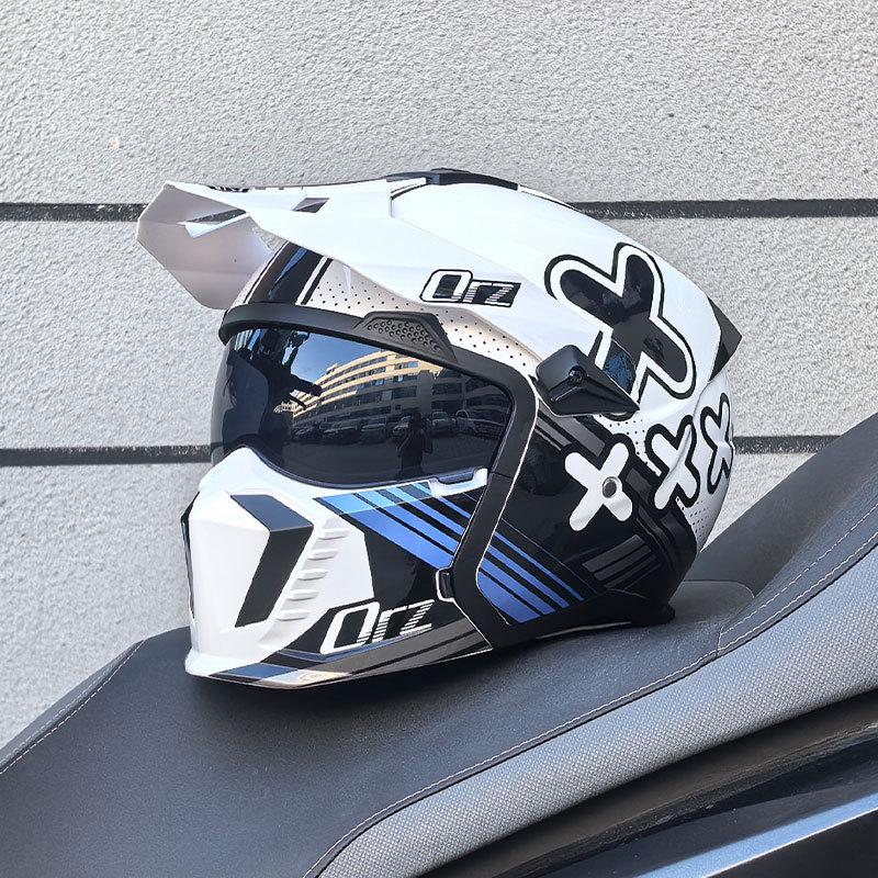 Orz Black Warrior Retro Motorcycle Helmet - Versatile Half/Full Helmet for Men & Women