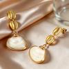 Fashion Chic Shell Pendant Earrings for Women Stainless Steel Long Dangle Earrings Waterproof Summer Jewelry Accessories