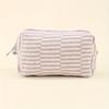 Large Capacity Striped Plaid Makeup Bag, Durable Polyester with Lace Trim, Toiletry Cosmetic Organizer for Brushes