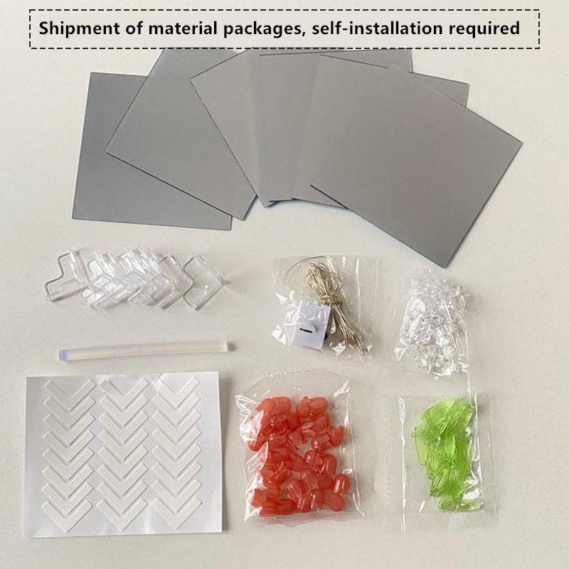 20pcs Flower DIY Tulip Mirrror Pink/Blue/Purple String Light Square Shape 3D Night Light Creative Birthday Handmade Lamp