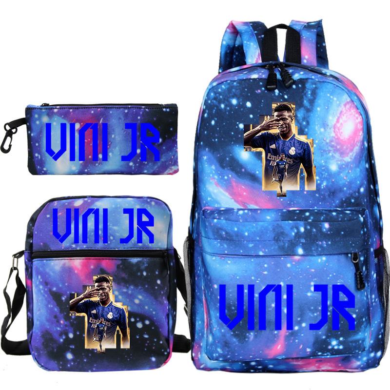 Football Player Peripheral Student Schoolbag Set, Youth Backpack Three-Piece Set