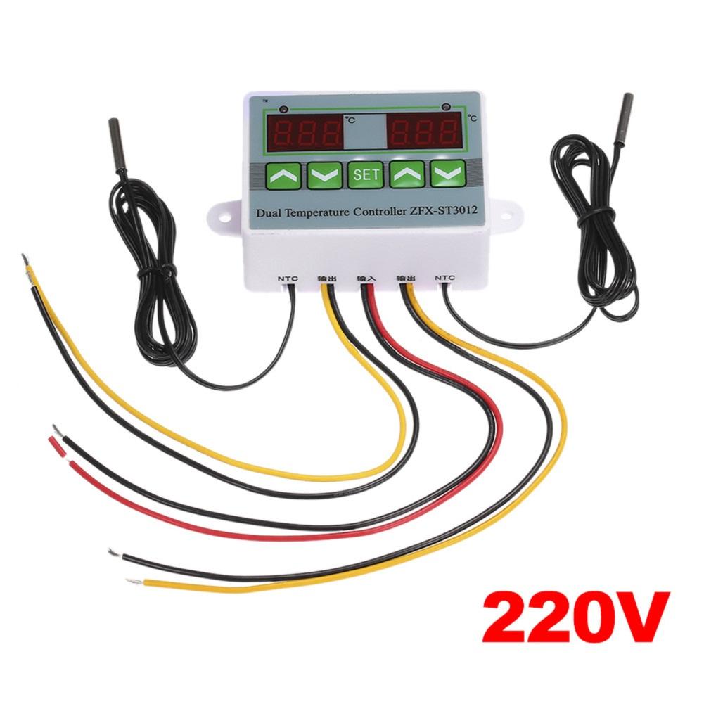 1pc Dual Temperature Controller ST3012 Digital Thermostat 12V 24V 220V Thermal For Heating Cooling Systems