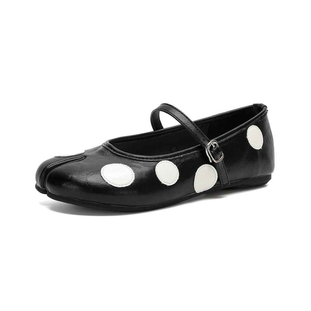 8293-2 niche polka dot pig's trotter split-toe shoes, Mary Jane flats, shallow ballet flats