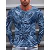 Fashion Cool Texture Pattern T-Shirts For Men Colorful 3D Printed T Shirts Summer Casual Long Sleeves Loose Round Neck Tops
