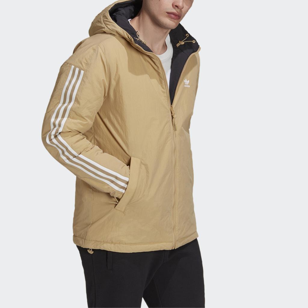 Adidas Casaco com Capuz Reversível de Algodão Originals Trefoil Lock-Up Masculino Roupa Exterior Cáqui Claro H14122