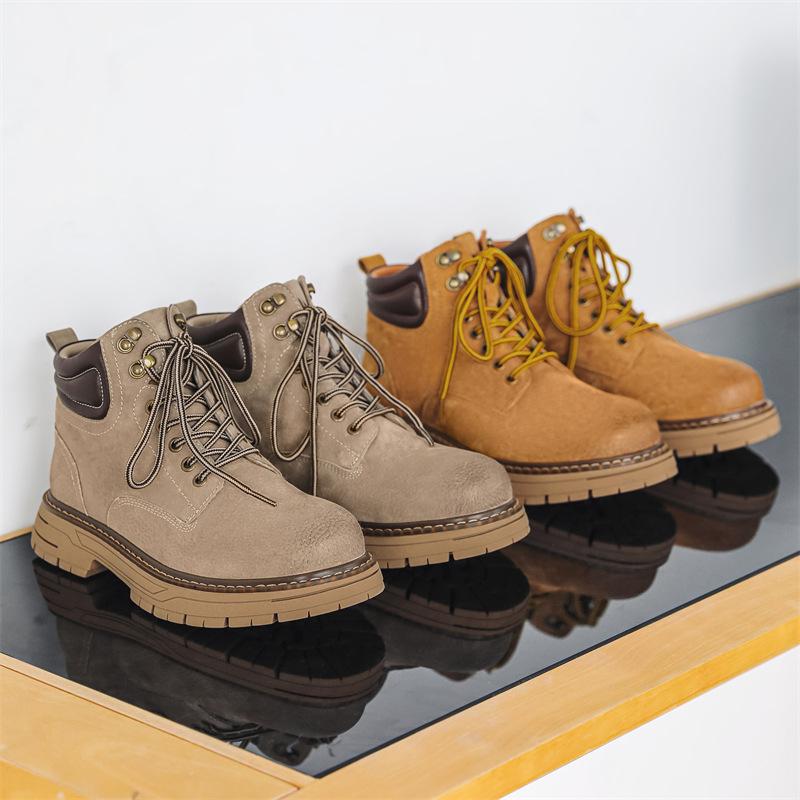 Martin boots leather autumn and winter new high-top rhubarb boots casual boots medium help raw boots tide