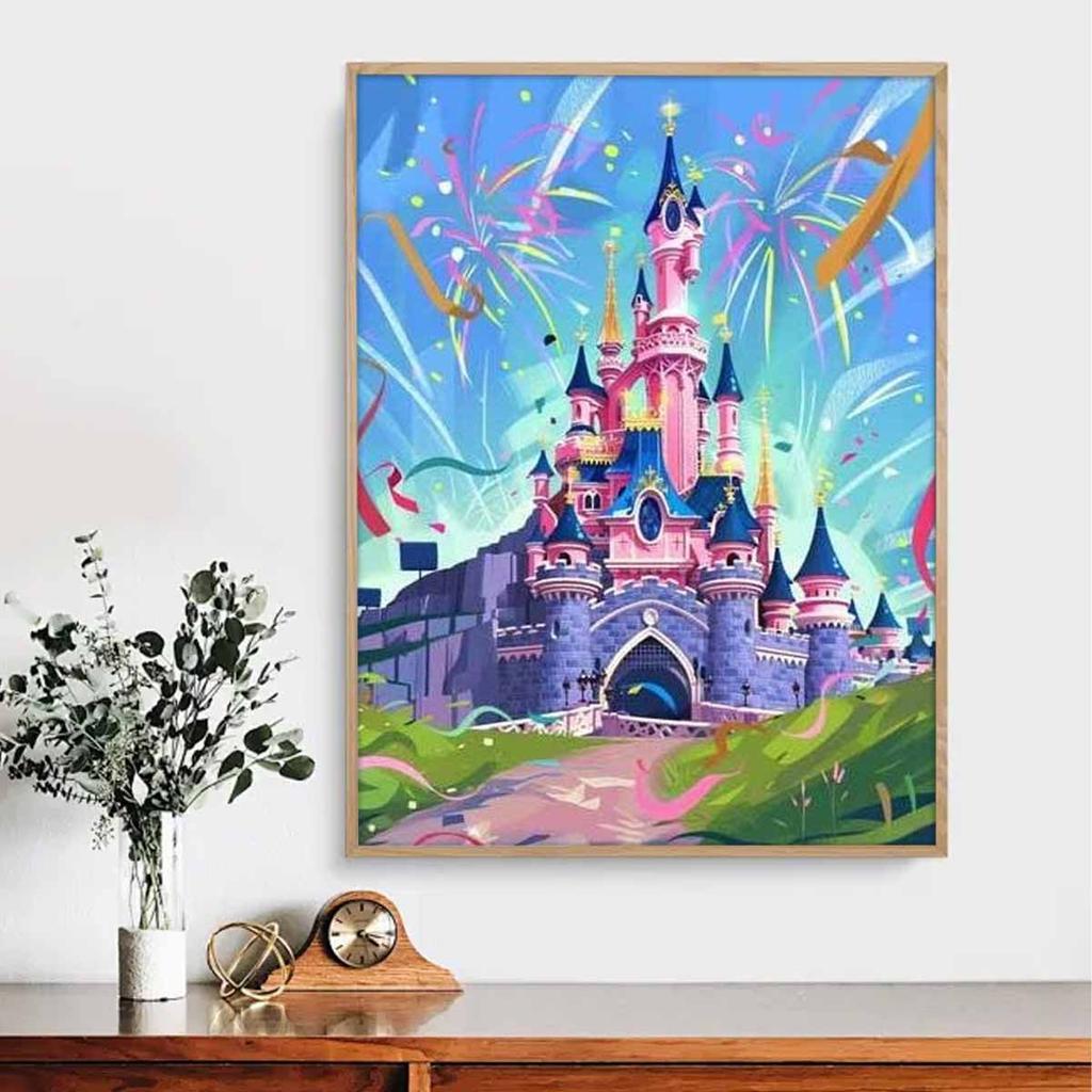 Diamond Mosaic Colorful Diamond Painting Beautiful Castle Full Round Embroidery Cartoon Creative Hobbies Wall Decor