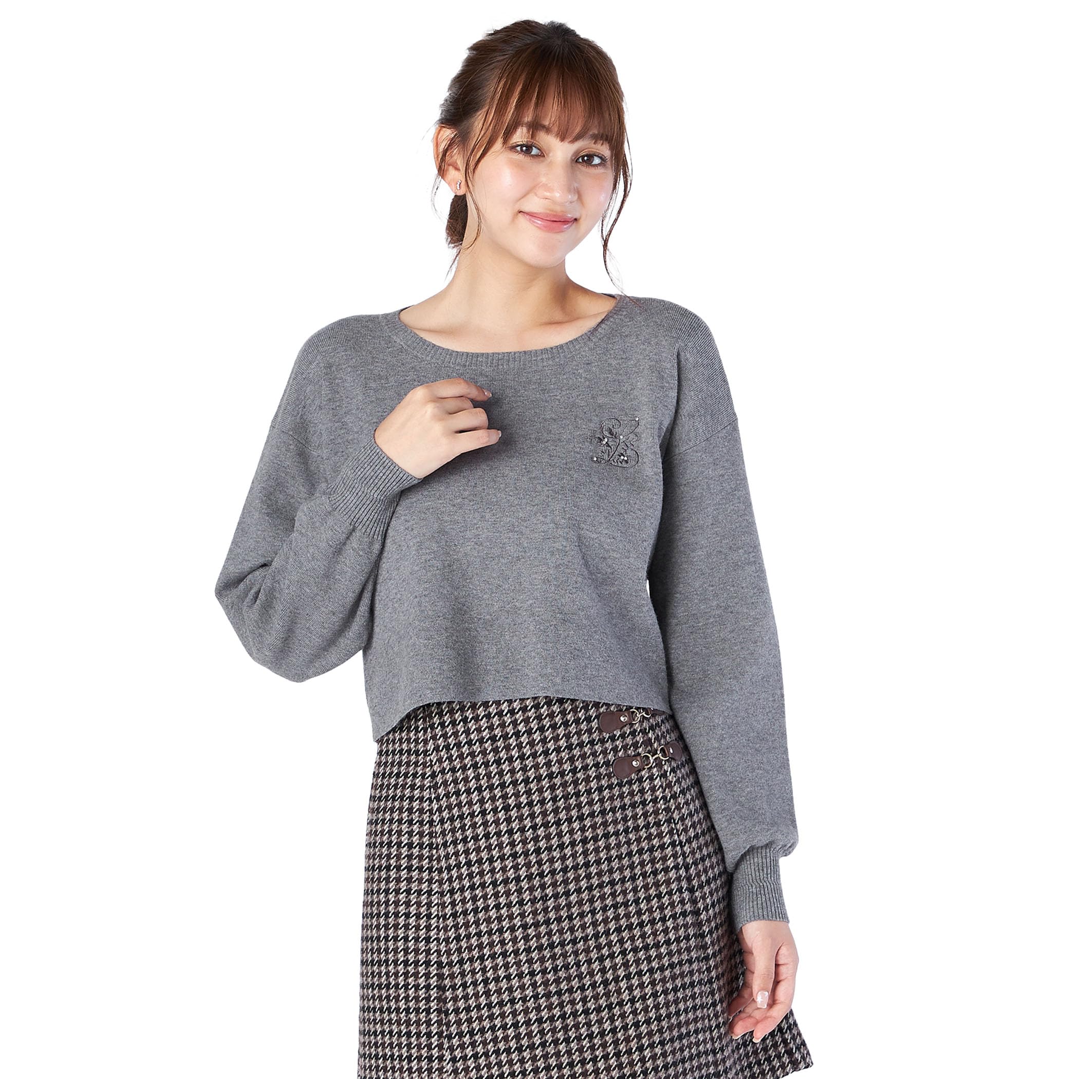 

Laisse Passe Cropped Knit Pullover Gray Women s Sweater, серый