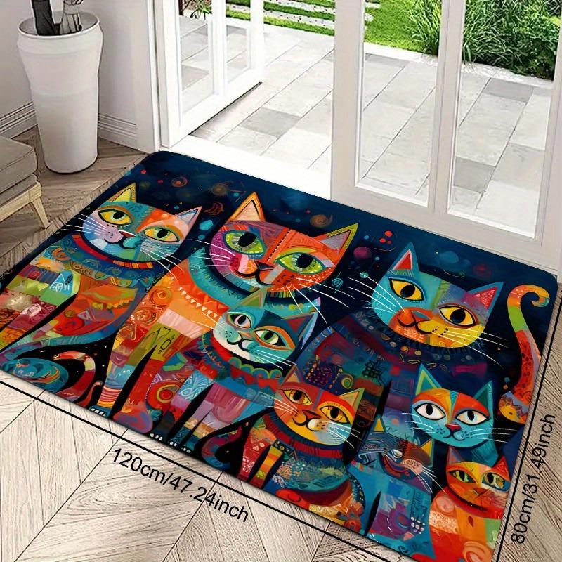 1PC Rainbow Cats Kitchen Rugs Non-Slip Home Door Mats Pop Design Bathroom Rugs Bath Mat Carpet for Home Sink Laundry Decor