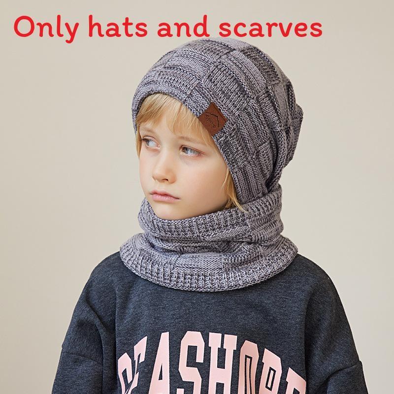 Kids Knitted Hat And Gloves Set For Winter Warmth With Neck Protector For Children
