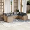 Vidaxl 9-Cz. Conjunto de Móveis de Jardim com Almofadas, Bege, Polirratan