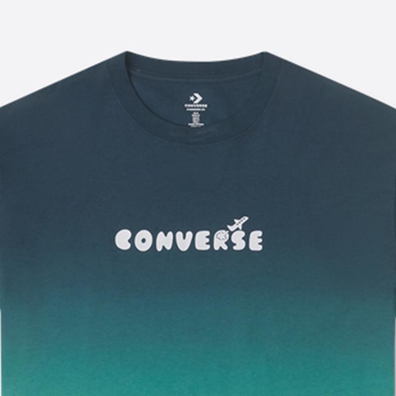 Converse T Shirts Men's Green Crew Neck Moderate Straight Fit 10027653-A01