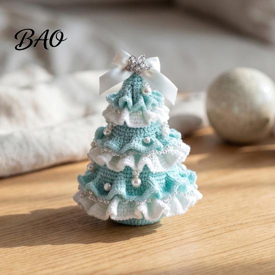 Crochet Christmas Tree Kit for Beginners DIY Kit, Beginner-Friendly Xmas Craft with Bow Complete Starter And Faux Pearl Embellishment, Handmade