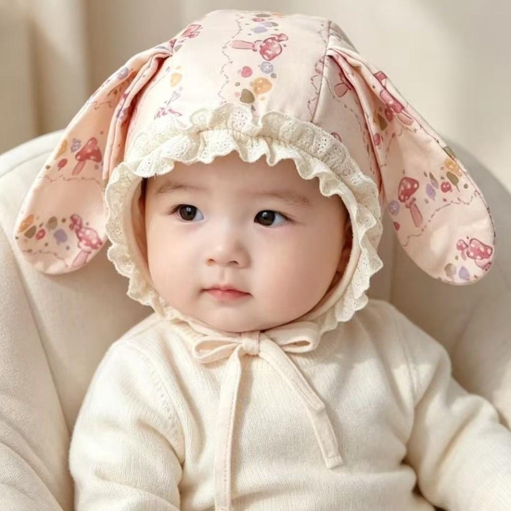 Rabbit Ear Newborn Beanie Lace Children's Warm Hat New Pullover Cap Outdoor