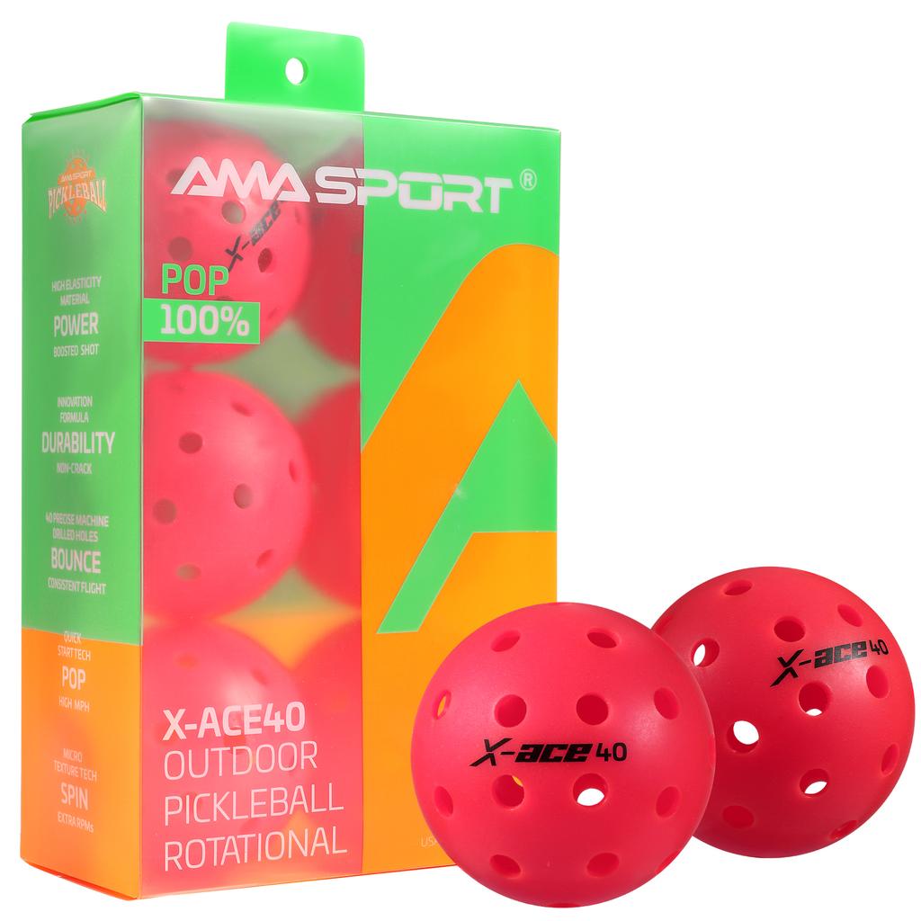 AMASPORT Pickleball Bälle X-ACE40 Professionelle Offizielle Pickleball Bälle Hoher Rückprall & Hohe Sichtbarkeit für Outdoor-Spiele