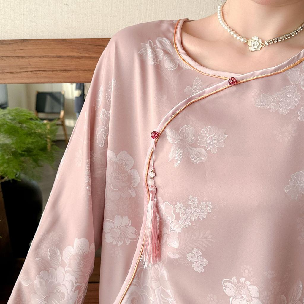 Silk pajamas women's spring and autumn skin-friendly long-sleeved new Chinese style original retro wearable loungewear suit
