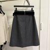 2025 Korean High-Waisted Woolen Slimming Skirt - Elegant Mid-Length for Autumn/Winter