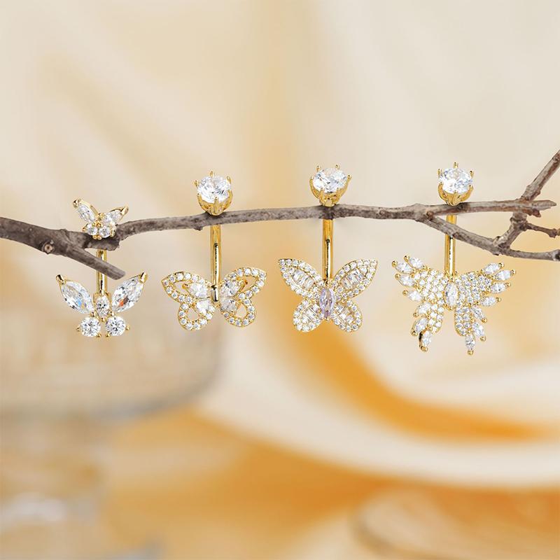 Butterfly Belly Button Rings Stainless Steel Navel Piercing Barbell For Women Zircon Belly Ring Sexy Body Jewelry Gifts