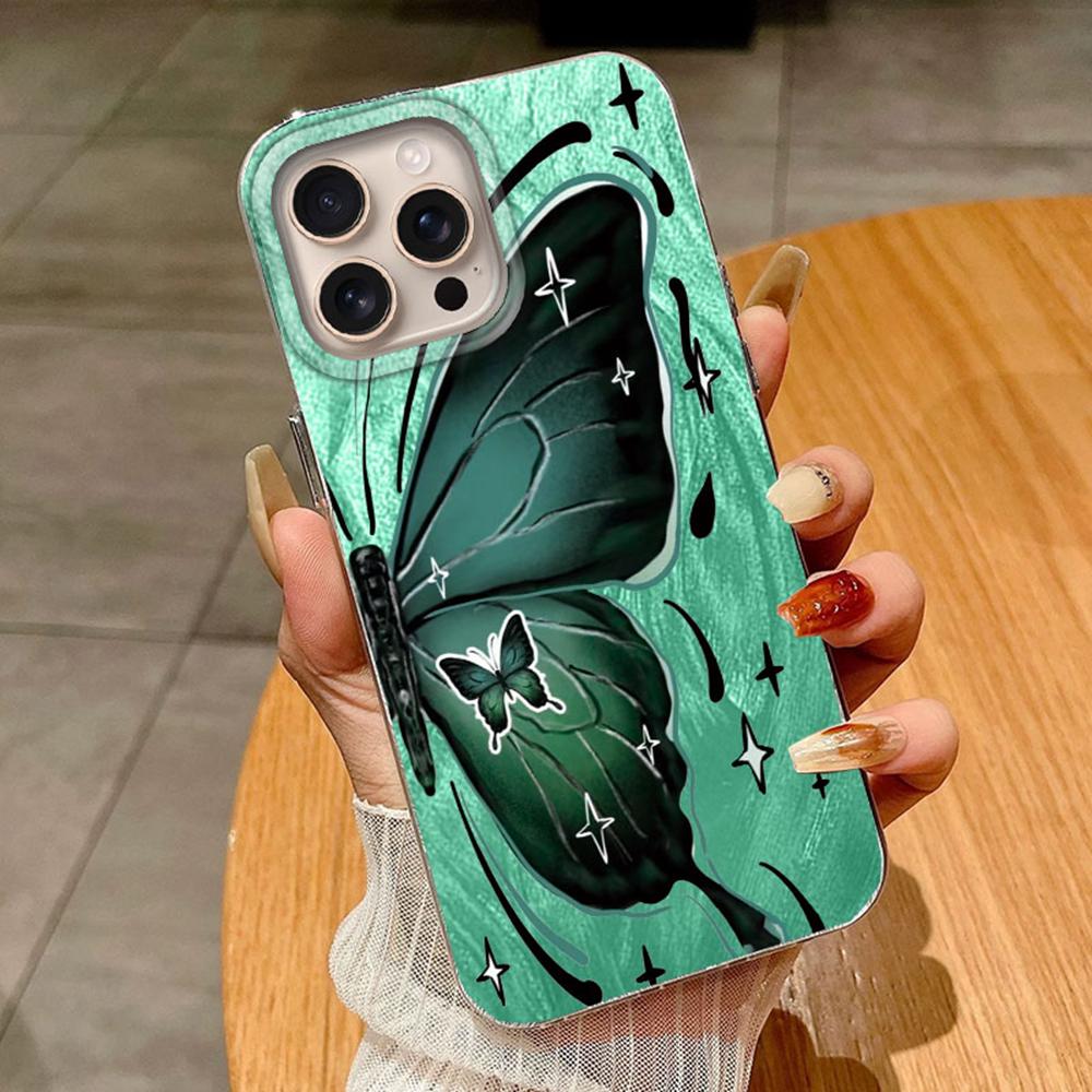 Gradient Colorful Pueple Butterfly For Apple iphone 16 Pro Max 16Plus 16e Cases Cover Soft Phone Case Fundas Silicone Clear Shell Back TPU Bumper