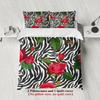 3pcs Vivid Roses Zebra Stripe Bedding Sets Modern Style Twin Queen King Size 100% Polyester Duvet Cover With 2 Pillowcases