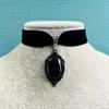 Vintage Gothic Black Velvet Choker Necklace with Red Gemstone Pendant  Alloy Collar for Women, Daily Wear, All-Season Fashion Accessory