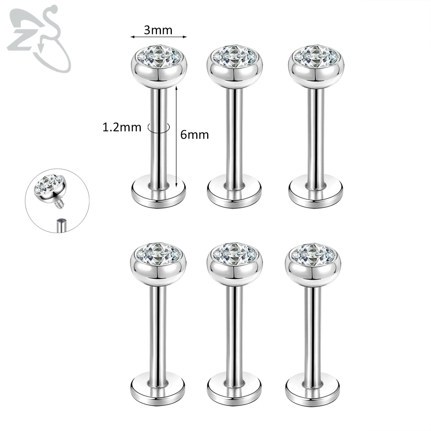 

ZS 6-13 шт./лот 16G Набор для пирсинга губ лабрет из нержавеющей стали Кристалл Монро Штанга для губы Пирсинг уха трагус хеликс хрящ 6/8/10 мм