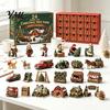Festliche Winter-Szene Dekor 2026 Weihnachtsbaum-Farm Adventskalender, 24 Tage Countdown-Box mit Mini-Feiertagsgeschenk für Jungen Figuren und Zubehör