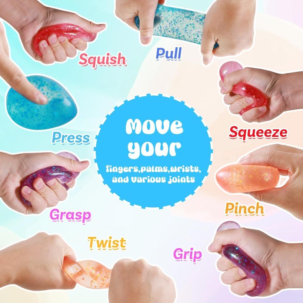 Squishy Tropfen Fidget Spielzeug Stressabbau Sensorisches Spielzeug für Erwachsene Kinder Autismus ADHS, I-Würfel Form Handübung Stressball Geschenke
