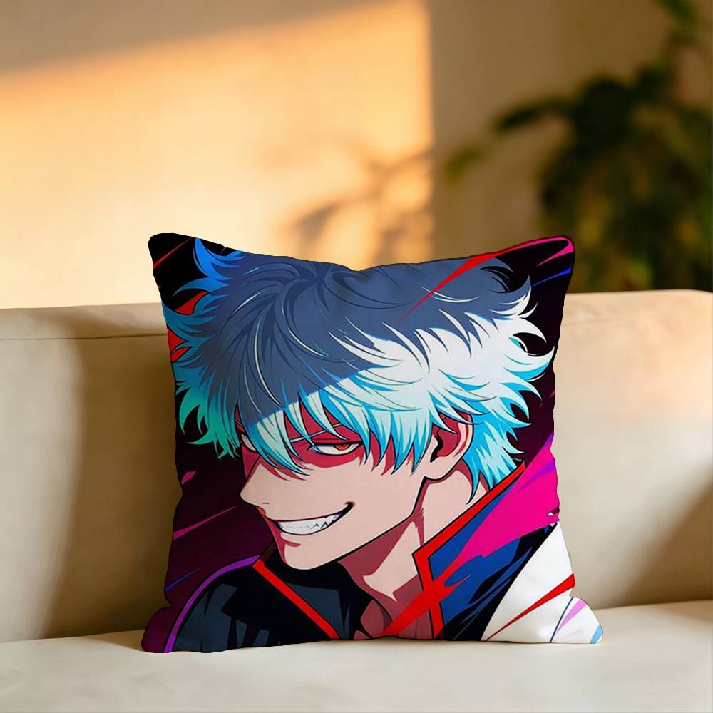 Hot Anime GGintamaa Pillow Case Square DoubleSided Sofa Cushion Cover Bedroom Bedside Pillow
