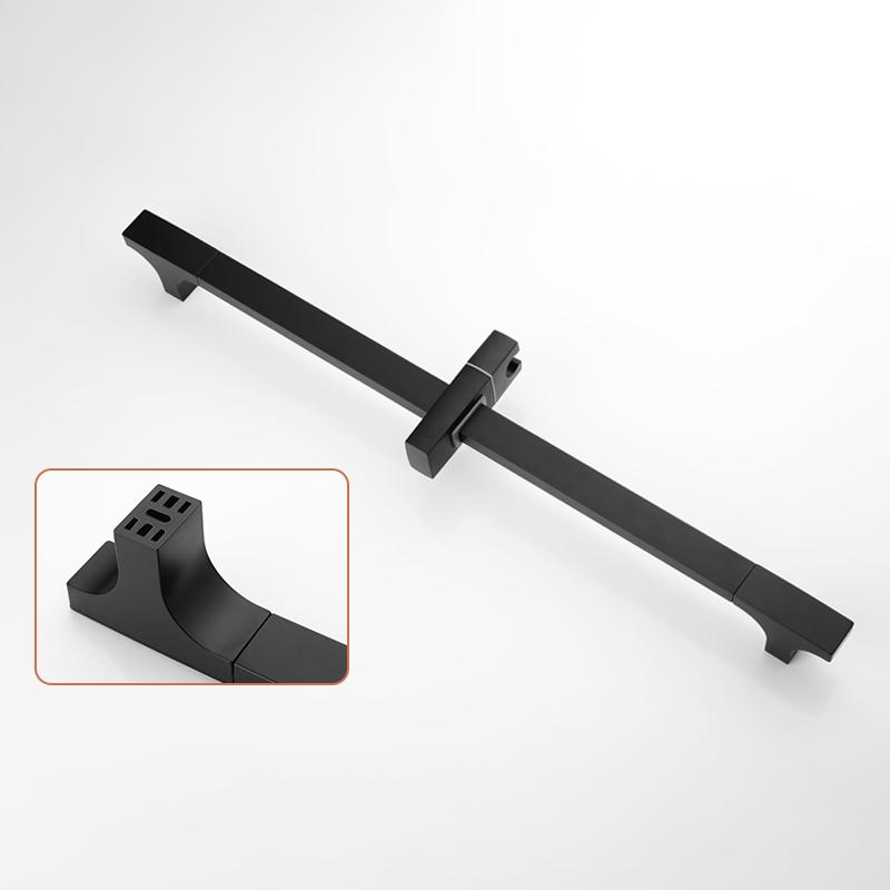 Matte Black Bathroom Sliding Shower Bar Shower Column Wall Mounted Rod with Adjustable Bracket Holder Round Square Slide Bar