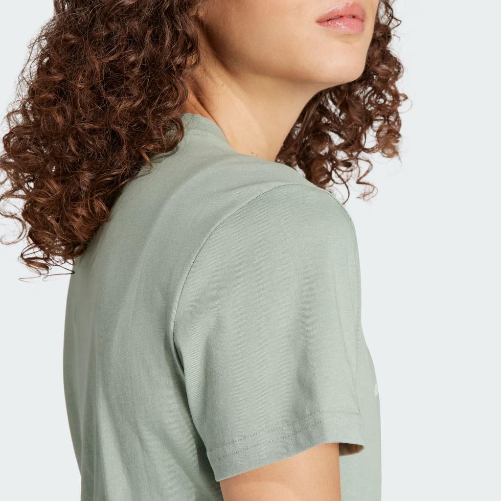 Adidas Letter Pattern Printed Outdoor Sports Short Sleeve T-Shirt Women Tops Silver Gray Green IN4670