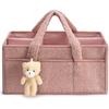 Baby Plush Storage Nursery Organizer Basket Infant Diaper Bag with Handle Caddy Changing Nappy Kids Storage Carrier Large Pocket