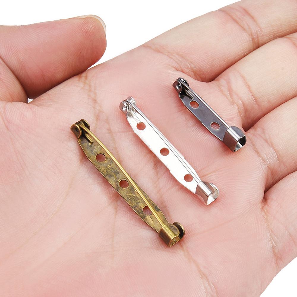 30/50pcs Brooch Clip Base Pins 15/20/25/30/35/40mm Metal Safety Pins Brooch Settings Blank Base for DIY Jewelry Making Supplies
