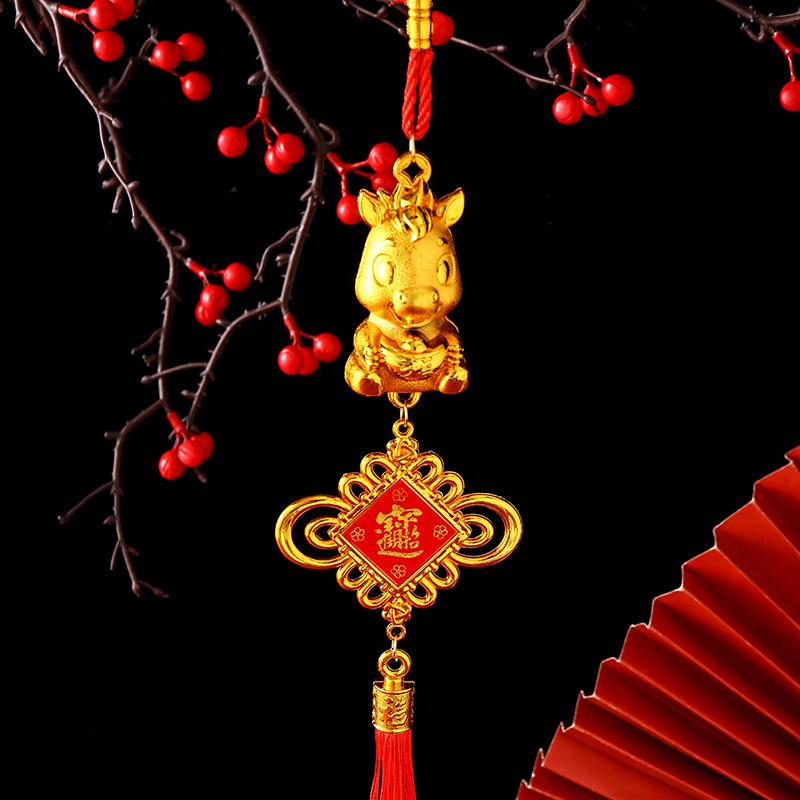 2026 Year Of The Horse Wall Hanging Ornament  Year Lucky Decoration Housewarming Green Plant Potted Small Pendant Gifts