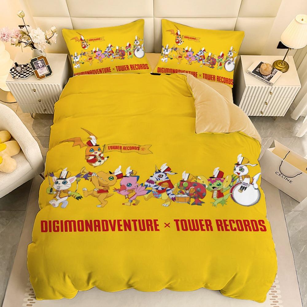Anime Digital-monsters Bedding Set Digimon Duvet Cover and Pillowcases Unfilled Single Double Bed Adult Boy Girl Gift