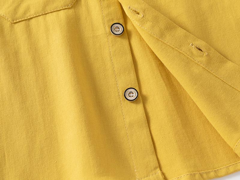 2025 Boys' Double-Pocket Long-Sleeve Square-Collar Shirt