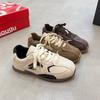 2025 Autumn Color Matching Retro Moral Training Shoes Women's Internet Celebrity Flat-bottomed Versatile Cow Velvet Casual Sports Shoes Tide