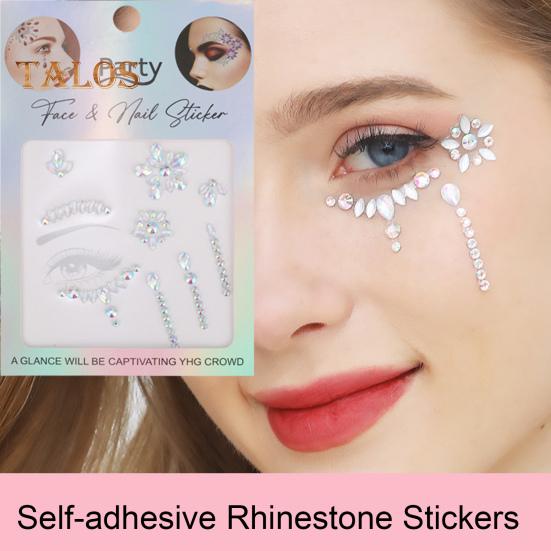Pegatinas para ojos y cara para mujer, autoadhesivas, con diamantes de imitación, para maquillaje, tatuajes, uñas, decoraciones para fiestas de Halloween