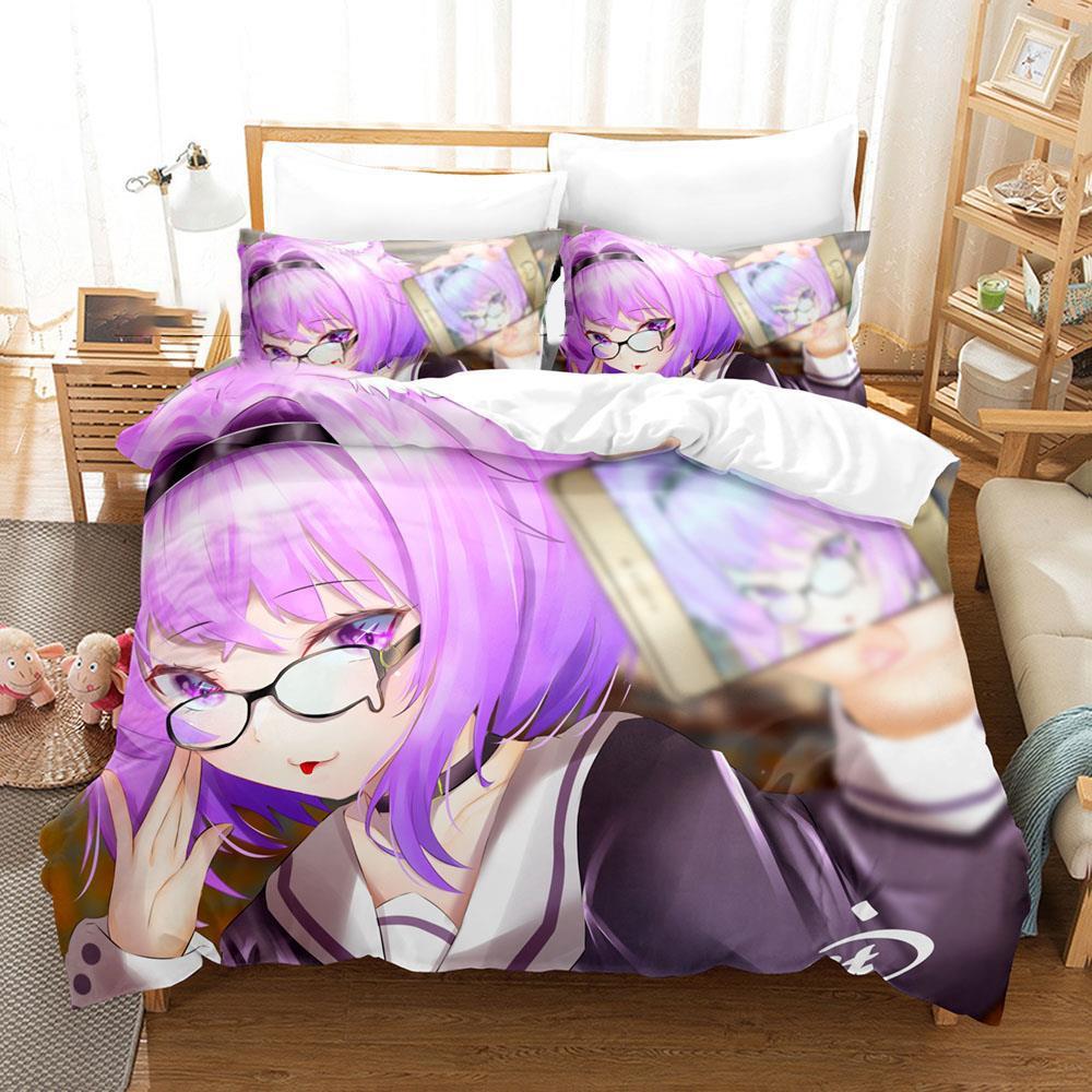 3D Print Anime Nekomata Okayu Bedding Set Boys Girls Twin Queen Size Duvet Cover Pillowcase Bed Kids Adult Fashion Home Textiles