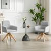 Set of 2 Wabi-Sabi dining chairs (360 degrees rotatable) – Grey diamond-pattern fabric, solid wood legs
