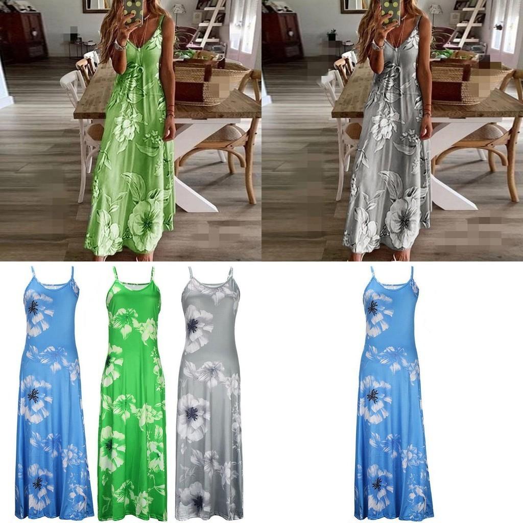 Maxi Abito Senza Maniche Floreale Oversize da Donna per le Vacanze Estive