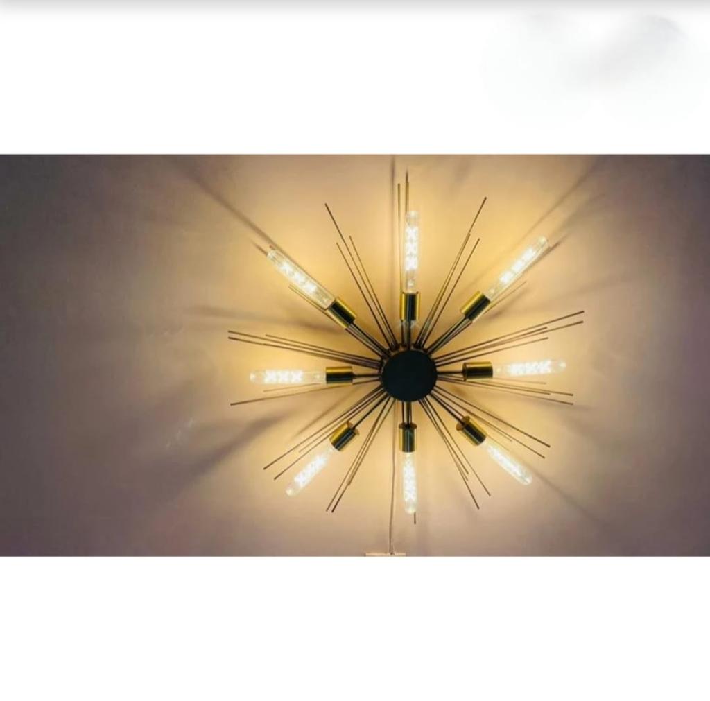 8 Light Circle Shade Brass Pendant Mid Century Brass Sputnik chandelier light Fixture