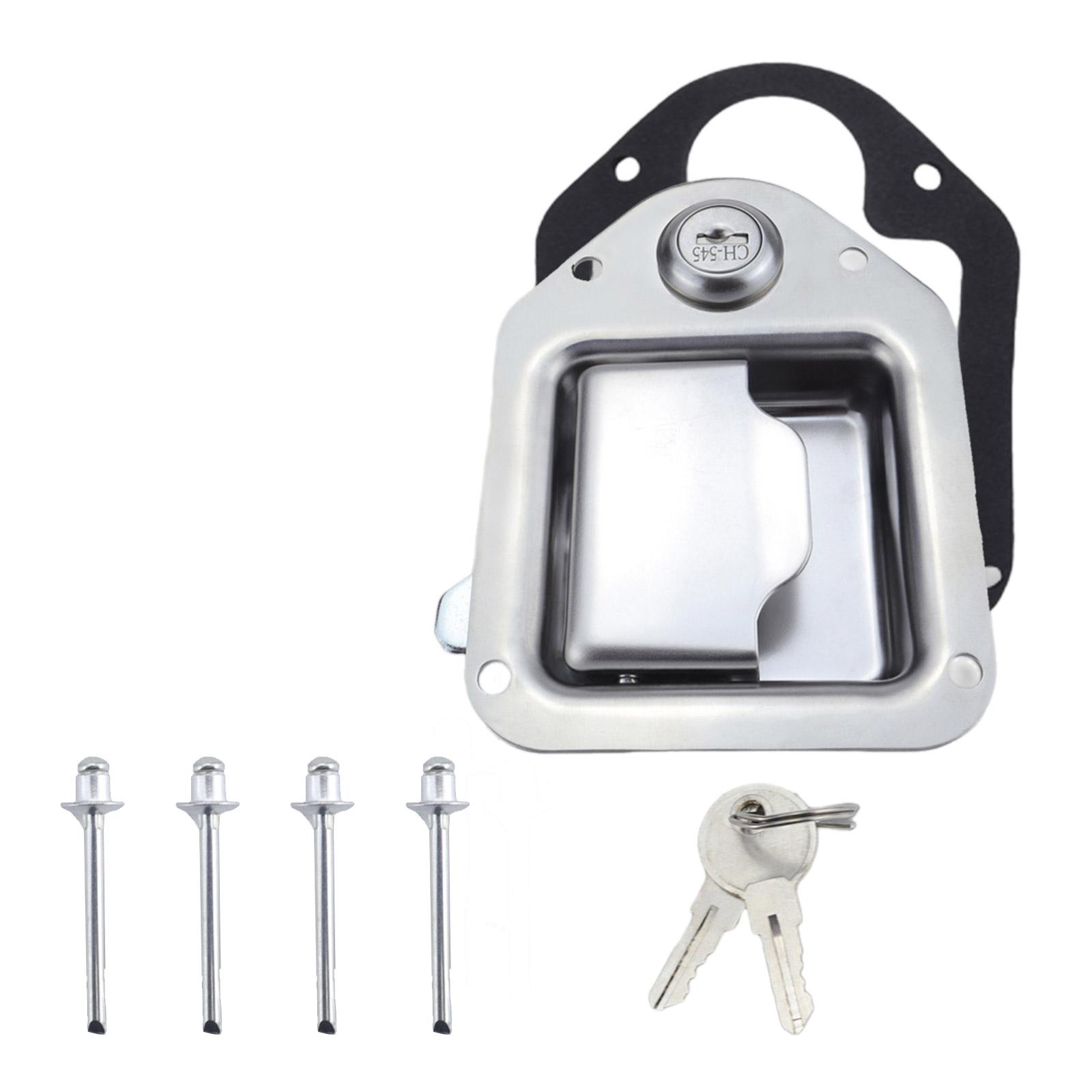 Stainless Steel Trailer Toolbox Handle Latches with Lock HighlyPolished Tool Box Latches Paddles Lock with 2 Keys 1