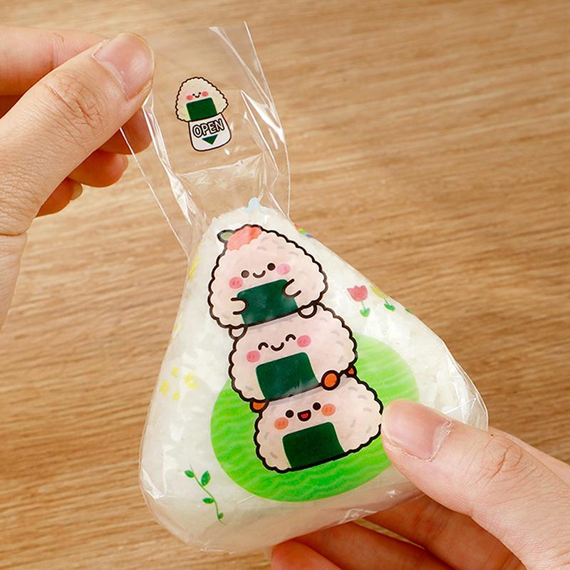 50Pcs Lovely Cartoon Japenese Triangle Rice Ball Packaging Bag Nori Onigiri Sushi Bag Sushi Making Mold Bento Accessories